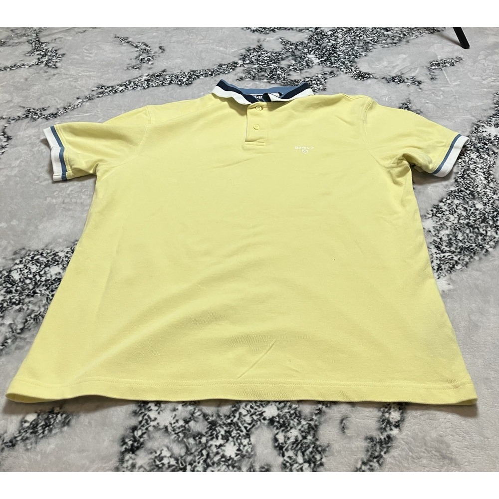 Barbour Polo Shirt Womens‎ Size Large Yellow Cotton Short Sleeve